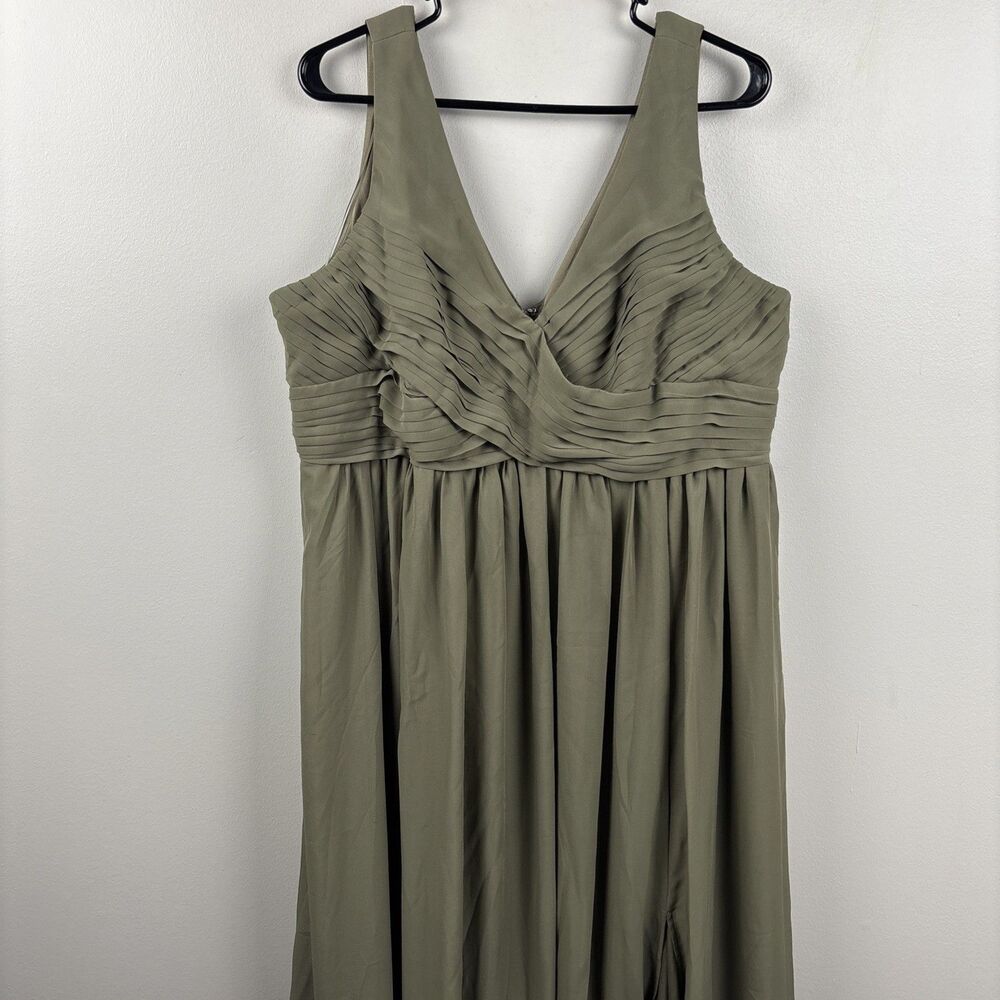 Birdy Grey Bridesmaid dress Thyme Green V-Neck Dress with Pleated Bodice Laurie